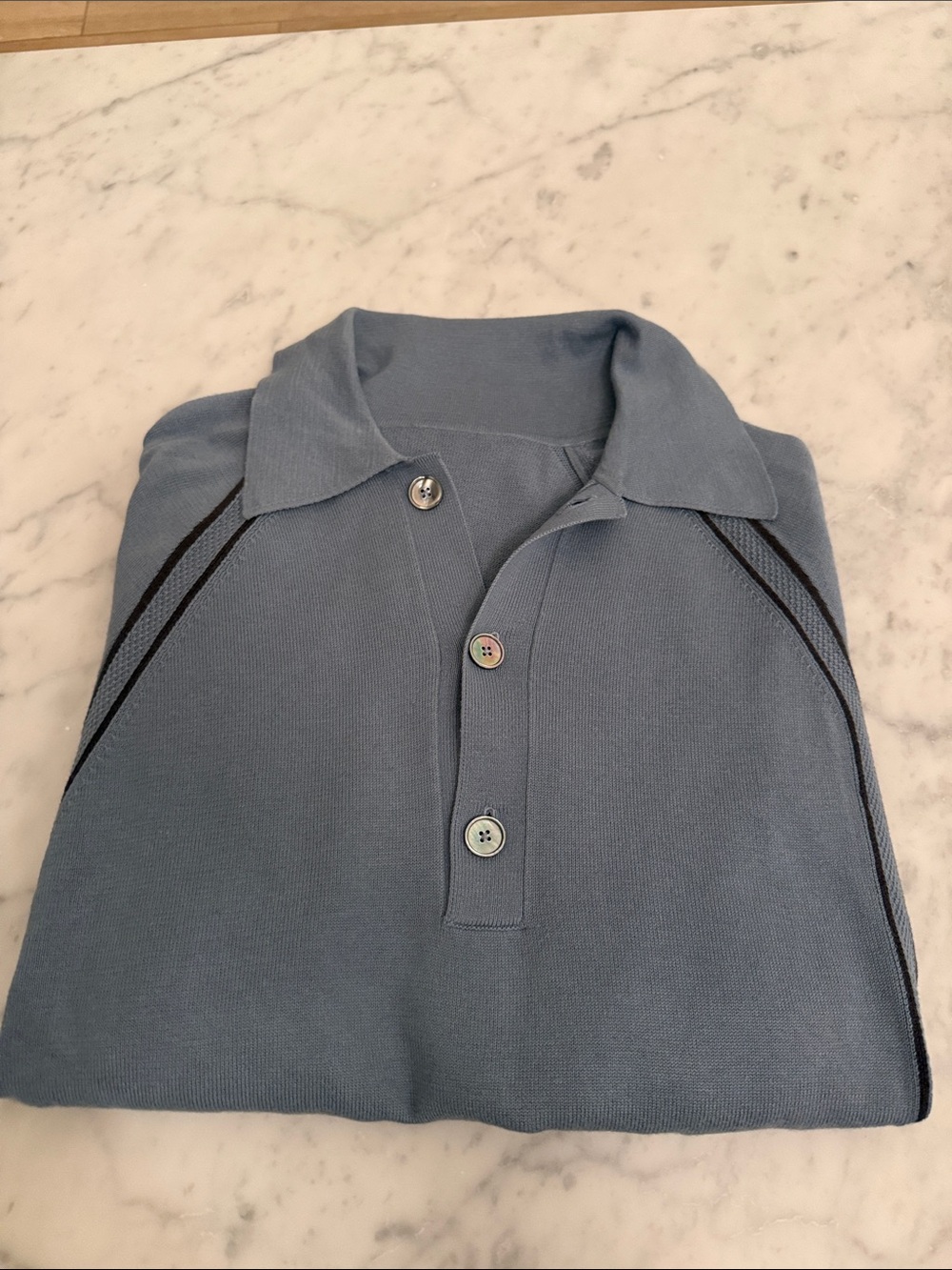 Hermes Light Blue Polo with Contrast Piping